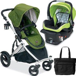 Britax B Ready Stroller in Moss and B Safe Infant Carrier in KIWI with Diaper Bag  Baby