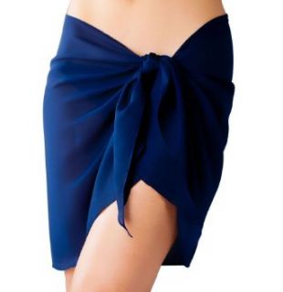 Short Plus Size Navy Swimsuit Sarong Cover Up with Built in Ties