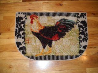 Large Colored Rooster Plush Kitchen Throw Rug Farm French Decor Mats Kitchen & Dining