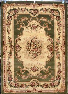 Green Beige Floral 5x7 (4'8x6'7) Area Rug Oriental Carpet Large New 662   Machine Made Rugs