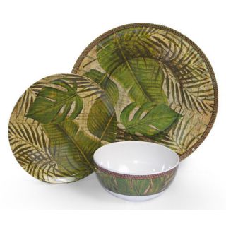 Melamine Tropical Leaf 3 Piece Dinnerware Set