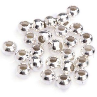 ILOVEDIY 100pcs Silver Plated Round Spacer Beads 8mm for Jewelry Making Jewelry