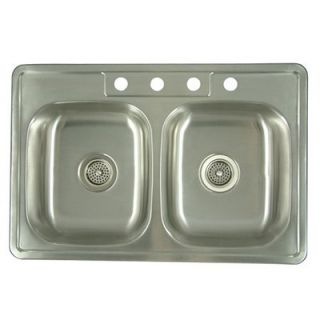 Elements of Design 33.06 x 22 x 6 Carefree Double Bowl Kitchen Sink