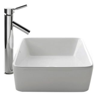 Kraus Ceramic Square Vessel Bathroom Sink   KCV 120