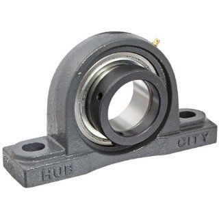 Hub City PB220URX2 7/16 Pillow Block Mounted Bearing, Normal Duty, Low Shaft Height, Relube, Eccentric Locking Collar, Narrow Inner Race, Cast Iron Housing, 2 7/16" Bore, 2.88" Length Through Bore, 2.688" Base To Height Industrial & Sci