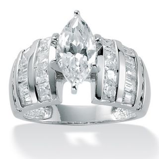 Palm Beach Jewelry Platinum/Silver Cubic Zirconia Ring