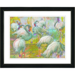 Studio Works Modern White Flocking Flamingos Framed Fine Art Giclee