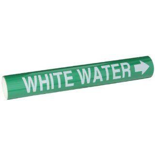 Brady 5793 Ii High Performance   Wrap Around Pipe Marker, B 689, White On Green Pvf Over Laminated Polyester, Legend "White Water" Industrial Pipe Markers