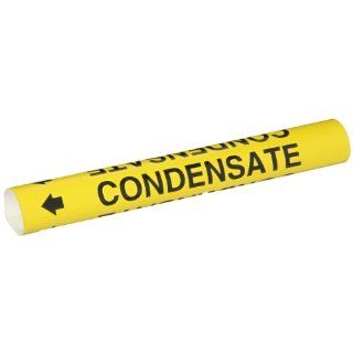 Brady 5662 O B 689 PVF Over Laminated Polyester, Black On Yellow Color High Performance Wrap Around Pipe Marker, Legend "Condensate" For 1/2"   1 3/8" Outside Pipe Diameter Industrial Pipe Markers