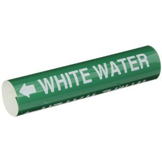 Brady 5793 I High Performance   Wrap Around Pipe Marker, B 689, White On Green Pvf Over Laminated Polyester, Legend "White Water" Industrial Pipe Markers