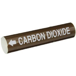 Brady 5805 I High Performance   Wrap Around Pipe Marker, B 689, White On Brown Pvf Over Laminated Polyester, Legend "Carbon Dioxide" Industrial Pipe Markers