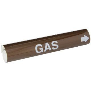 Brady 5821 I High Performance   Wrap Around Pipe Marker, B 689, White On Brown Pvf Over Laminated Polyester, Legend "Gas" Industrial Pipe Markers