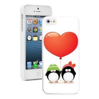 Apple iPhone 5 5S White 5W376 Hard Back Case Cover Color Cute Penguin Couple Heart Balloon Cell Phones & Accessories