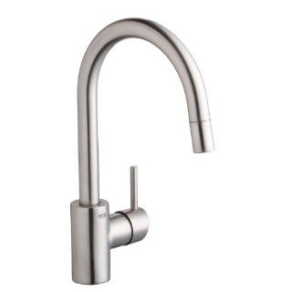 Grohe 32 665 DC0 Concetto Dual Spray Pull Out Kitchen Faucet, Infinity SuperSteel Finish   Touch On Kitchen Sink Faucets  