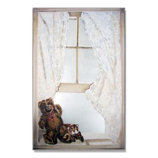 Stupell Industries Faux Window Mirror Screen with Teddy Bear