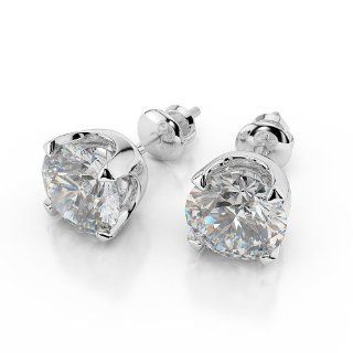 Swarovski Cubic Zirconia (CZ) Stud Earrings 14K White Gold 3.10 ctw Certified Round Cut 1 1/2 ct Center Stones D Color IF Clarity Jewelry