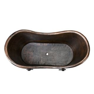 Premier Copper Products 67 x 34 Hammered Copper Double Slipper Tub