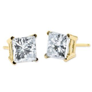 14K Moissanite 4.5mm Square Brilliant Friction Earrings Stud Earrings Jewelry