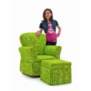 Kidz World Circles Skirted Kids Rocking Chair and Ottoman Set