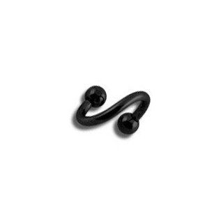 Blackline Titanium Black Anodized Helix / Twisted Barbell w/ Balls   Body Piercing & Jewelry by VOTREPIERCING   Size 1.6mm/14G   Diameter 10mm   Balls 04mm Piercing Rings Jewelry