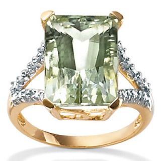 Palm Beach Jewelry 10k Gold Cushion  Emerald and Octagon Diamond with