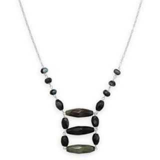 Sterling Silver 20 Inch Plus 2 Inch Agate Ladder Necklace Vishal Jewelry Jewelry