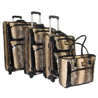 Adrienne Vittadini Madison Ave Snakeskin 4 Piece Luggage Set