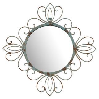 Round Metal Verdegris Wall Mirror