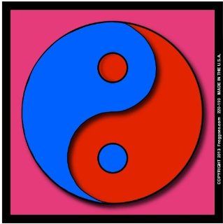YING YANG   BLUE/RED WITH PINK BACKGROUND   STICK ON CAR DECAL SIZE 3 1/2" x 3 1/2"   VINYL DECAL WINDOW STICKER   NOTEBOOK, LAPTOP, WALL, WINDOWS, ETC. COOL BUMPERSTICKER   Automotive Decals
