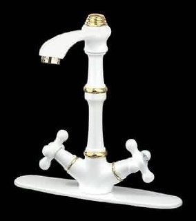 Kitchen Faucets White, Single Hole Kitchen Faucet with Cross Handles  99875    