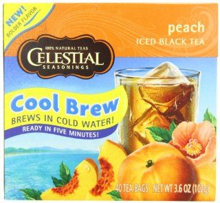 Celestial Seasonings Ice Cool Brew Iced Tea, Peach, 40 Count Tea Bags (Pack of 6)  Bottled Iced Tea Drinks  Grocery & Gourmet Food