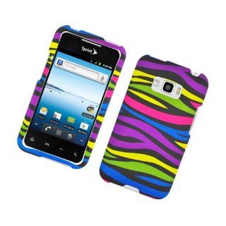Eagle Cell PILGLS696R159 Stylish Hard Snap On Protective Case for LG Optimus Elite/Optimus M+/Optimus Plus/Optimus Quest   Retail Packaging   Rainbow Zebra Cell Phones & Accessories