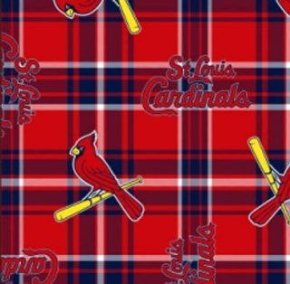 MLB St. Louis Cardinals Plaid Baseball Sports Team Fleece Fabric Print by the Yard