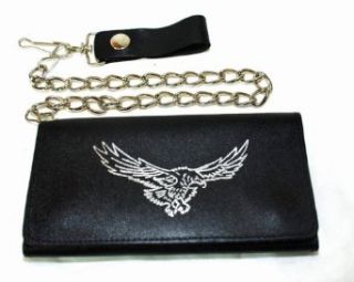 LIC Black Genuine Leather Wallet, "Silver Soaring Eagle"   Black   One Size at  Mens Clothing store