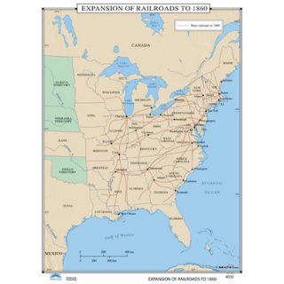 Universal Map U.S. History Wall Maps   Expansion of Railroads to 1860