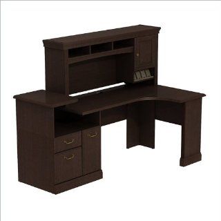 Bush Business Furniture Syndicate Expandable Corner Workstation with Hutch Storage, Mocha Cherry   Office Desks