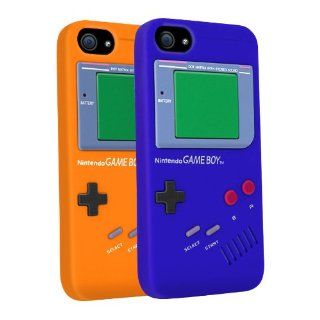 Gameboy Case for iPhone 5 & 5s   Bundle of 2 (Orange & Blue) Durable Rubber Silicone Cell Phones & Accessories