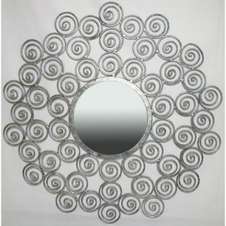 Ashton Sutton Round Wall Mirror with Swirls in Silver