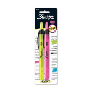 Sanford Highlighter, Retractable, Chisel Point, 2/PK, Fl Pink/Yellow