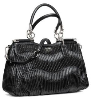 Coach Madison Gathered Leather Carrie Convertible Handbag 21281 Black Silver Top Handle Handbags Shoes