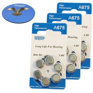 HQRP (18 Pack) Hearing Aids / Aid Batteries for IEC PR44, Rayovac Size 675 A675, Xcell 675 A675, Panasonic 675 A675, Duracell 675 A675, Energizer 675 A675 plus Coaster Health & Personal Care