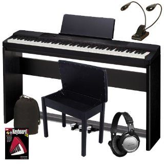 Casio PX 150 Black Digital Piano HOME BUNDLE w/ Stand, Bench, Lamp & Headphones Musical Instruments