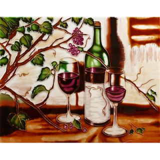 EnVogue 14 x 11 Two Glasses of Red Wines with Bottle Art Tile in