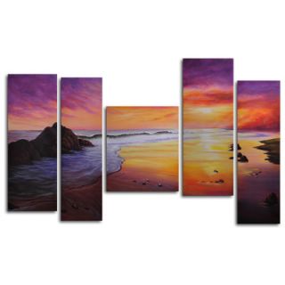 My Art Outlet Hand Painted Pieces of Sunset 5 Piece Canvas Art Set