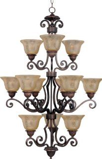 Maxim 11238SAOI Symphony 3 Tier Chandelier with 12 Lights   72" Chain Included, Oil Rubbed Bronze / Screen Amber   Chandelier Lighting  