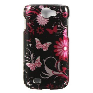 VMG For Samsung Exhibit II 2 T679 (2nd Gen) Cell Phone Graphic Image Design Faceplate Hard Case Cover   Pink Black Butterflies & Floral Flower Cell Phones & Accessories