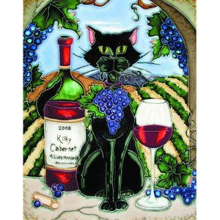 EnVogue 14 x 11 Feline Wine Black Cat with Cabernet and Vineyard