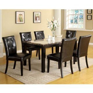 Atlas Black Faux Marble Top Dining 7 Piece Table Set Home & Kitchen