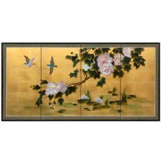 Oriental Furniture Lilly Pad Pond on Gold Leaf Wall Art
