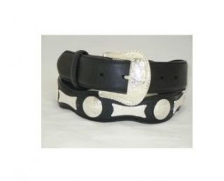 Nocona Black Scalloped Leather Belt with Conchos at  Mens Clothing store